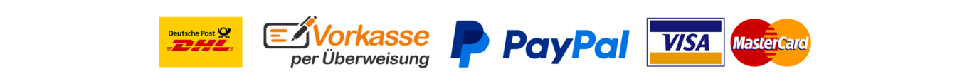 Zahlungsoptionen: Visa, Mastercard, PayPal, DHL, American Express.