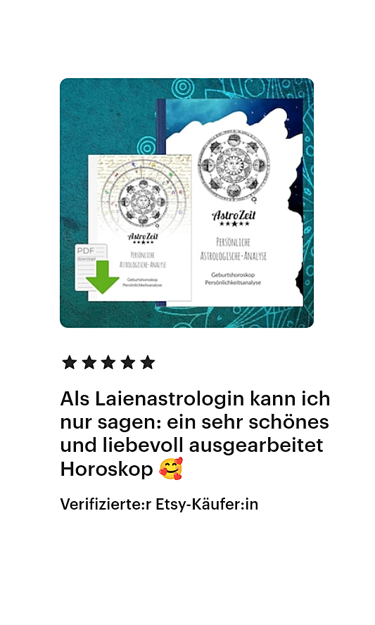 Bewertung einer Lebensastrologin mit Hinweis auf ein detailliertes Horoskop.