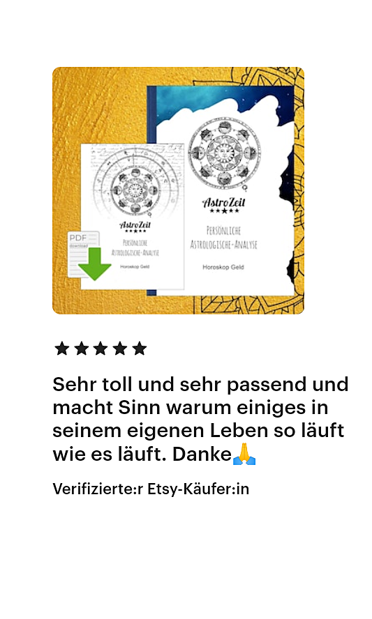 Positive Bewertung mit einem Hinweis auf Lebensveränderungen und passende Angebote.