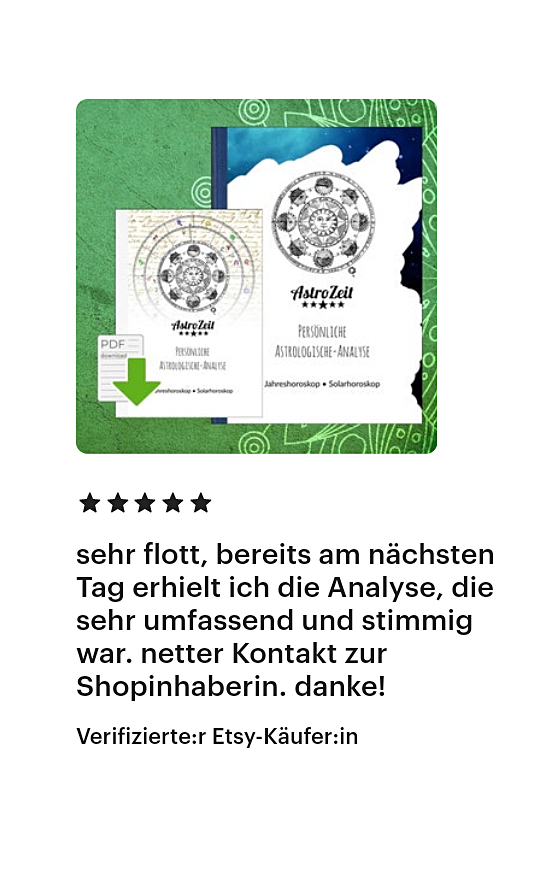 Bewertung für einen Service mit Analysen und Kontakt zur Shopinhaberin.