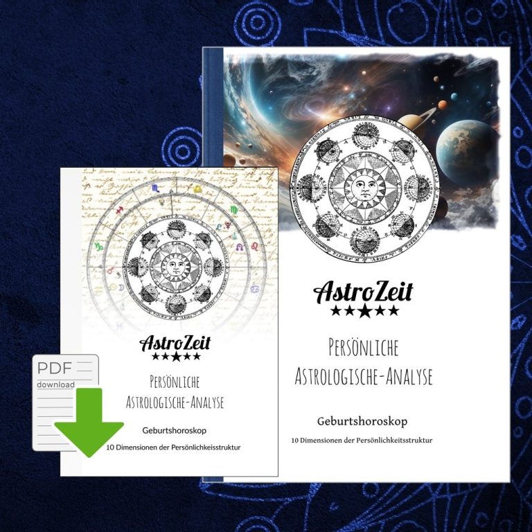Ein mystischer Tisch mit einem roten Kerzenlicht und astrologischen Symbolen.